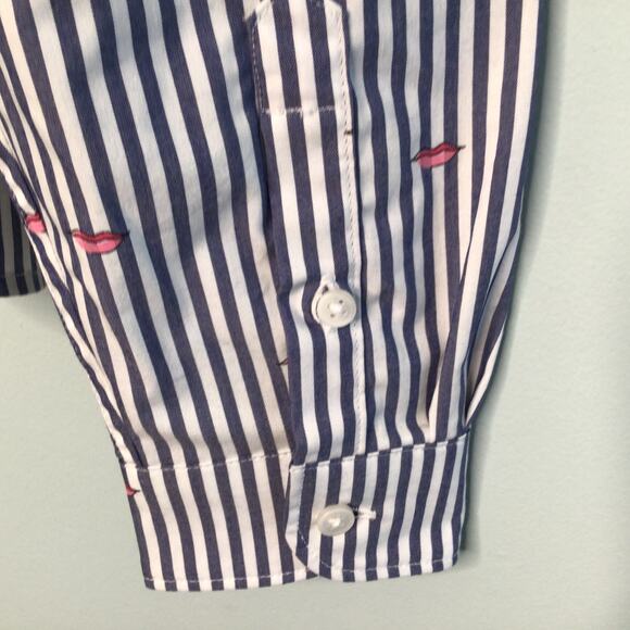 Banana Republic Quinn Boy Lip Print Striped Shirt  Sz XS - Picture 6 of 8